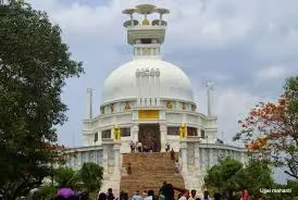 Dhauli Shanti Stupa in Bhubaneswar, Odisha, a famous Buddhist peace pagoda and historical landmark.